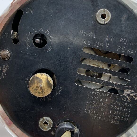 Vtg SESSIONS Lucite Clock MCM Art Deco Roses Tested Working Alarm Does Not Work - Picture 7 of 8